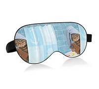 Chat drôle prenant un bain dans la baignoire derrière le rideau de douche Masques pour les yeux Blocs de couverture Masque de sommeil léger Couverture d'ombre Bandeau relaxant pour les yeux avec sangl