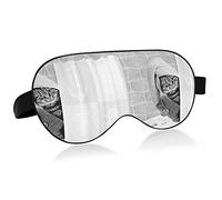 Chat drôle prenant un bain derrière le rideau de douche Masques pour les yeux Blocs de couverture Masque de sommeil léger Couverture d'ombre avec bandeau relaxant pour les yeux avec sangle de tête rég