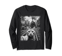 Chat drôle prenant Un Selfie avec Train à Vapeur Meme Trainspotting Manche Longue