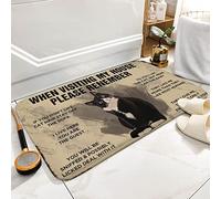 Chat Drôle, Quand Tu Visites Ma Maison, Souviens-Toi Tapis De Bain Anti-Salissures Paillasson Intérieur Durable Welcome Paillassons pour Salon Baignoire Chambre 40X60 Cm