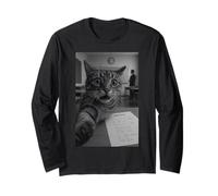 Chat drôle Selfie Pendant Examen Mathématiques Chat Silly Cat Meme Teacher Manche Longue