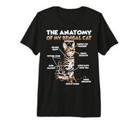 Chat drôle T | Anatomie du Chat du Bengale | Chats du T-Shirt Haut de Gamme