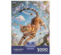Chat du Bengale Adultes Puzzles Animal 1000 Pièces Jeu De Défi Familial Jeux Éducatifs Décoration Intérieure Cadeaux d'anniversaire pour Noël Tueur Ennuyeux 70x50cm/1000pcs
