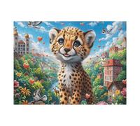 Chat du Bengale Mignon mer de Fleurs 500 Pièces Puzzle Adulte en Carton Haute Qualité Épais Créatures célestes splendides Difficile Moyenne Anti Stress Décoration Murale Idée Cadeau Saint Vale