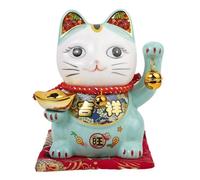 CHAT DU BONHEUR et de la FORTUNE - Le Maneki Neko Japonais - Bleu - Objet Décoratif - Idée Cadeau Japon Asie