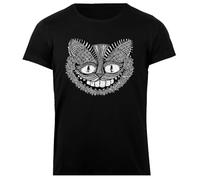 Chat du Cheshire Alice au Pays des Merveilles T-Shirt Femme Basic Coton Noir Basic Cotton Black Women's T-Shirt