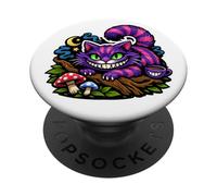 Chat du Cheshire Invisible Sourire Dark Esthétique Fantaisie Art PopSockets PopGrip Adhésif