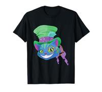 Chat du Cheshire souriant dans un cylindre et un monocle Chapelier fou T-Shirt