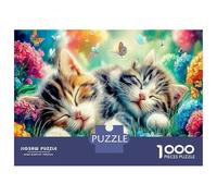 Chat du Village 1000 Pièces De Puzzle en Carton Solide pour Un Entraînement Cérébral Efficace Nuage Chat endormi conçu pour Les Vacances Et comme Cadeau Souvenir Personnalisé 52x38cm/1000pcs