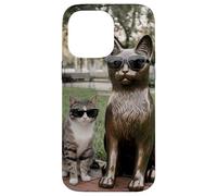 Chat Duo Lunettes de Soleil Statue Funny Park Coque pour iPhone 14 Pro Max