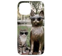 Chat Duo Lunettes de Soleil Statue Funny Park Coque pour iPhone 15