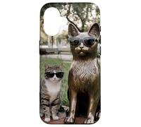 Chat Duo Lunettes de Soleil Statue Funny Park Coque pour iPhone 16