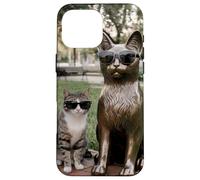 Chat Duo Lunettes de Soleil Statue Funny Park Coque pour iPhone 16 Pro Max