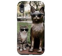 Chat Duo Lunettes de Soleil Statue Funny Park Coque pour iPhone XR