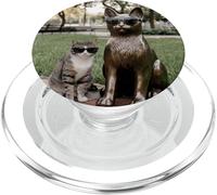 Chat Duo Lunettes de Soleil Statue Funny Park PopSockets PopGrip pour MagSafe