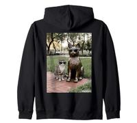 Chat Duo Lunettes de Soleil Statue Funny Park Sweat à Capuche