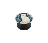 Chat écossais Pliable aux Yeux Bleus Art Nouveau Floral PopSockets PopGrip Adhésif