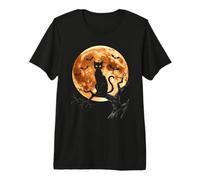 Chat Effrayant, Chat Noir et Halloween, Chat Lune T-Shirt Haut de Gamme