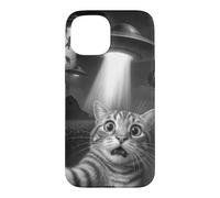 Chat Effrayant Selfie UFO Enlèvement Drôle Félin Farm Coque pour iPhone 15