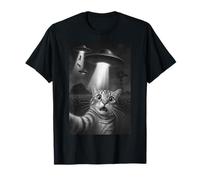 Chat Effrayant Selfie UFO Enlèvement Drôle Félin Farm T-Shirt