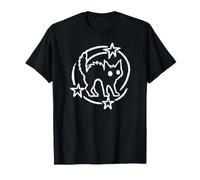 Chat Effrayant sous la Queue étoilée Y2K Années 90 Motif Effrayant Mignon T-Shirt