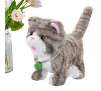 Chat électrique interactif - 12 chansons parlant en peluche, animal qui marche de 17,8 cm, jouet pour à queue remuante | Cadeau créatif pour amoureux des animaux de compagnie, pour adolescents