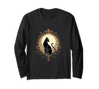 Chat élégant avec Cadre Floral Art Nouveau Manche Longue