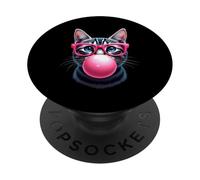 Chat élégant dans des Verres à mâcher Chewing-Gum PopSockets PopGrip Adhésif