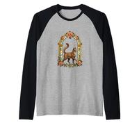 Chat élégant dans l'arche Florale Vintage Illustration Art Nouveau Manche Raglan