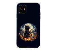 Chat élégant Joue Un Saxophone Romantique au Clair de Lune Coque pour iPhone 11