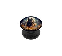 Chat élégant Joue Un Saxophone Romantique au Clair de Lune PopSockets PopGrip Adhésif