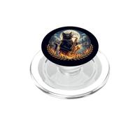 Chat élégant Joue Un Saxophone Romantique au Clair de Lune PopSockets PopGrip pour MagSafe