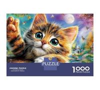 Chat en 3D Puzzle Classique Gros Plan sur Un Chaton 1000 Pièces De Puzzle Papier pour Adolescents avec Poster Couleurs Vives Activité Parent-Enfant Emballage Élégant 52x38cm/1000pcs