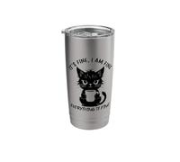 Chat en colère buvant du café. Tout va bien. Gobelet isotherme en acier inoxydable double paroi