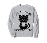 Chat en colère buvant du café. Tout va bien. Sweatshirt