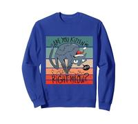 Chat en colère de Noël, ES-tu Un Chaton, Moi, Les Chats Ont Sweatshirt, Unisexe pour Adultes, Bleu Royal, S