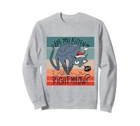 Chat en colère de Noël, ES-tu Un Chaton, Moi, Les Chats Ont Sweatshirt, Unisexe pour Adultes, Gris Chiné, L