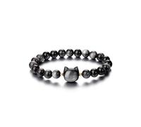 Chat en Cristal d'aventurine Verte pour Femmes Hommes, Bracelets de Perles en Pierre de Cristal de 8 mm, Pierres précieuses de Protection Extensibles, Bijoux Porte-Bonheur, Cadeaux pour Maman