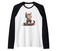 Chat en méditation dans Une Posture Zen paisible Manche Raglan