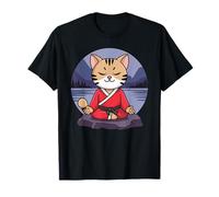 Chat en méditation Zen Moine Kawaii Mindfulness Relax Yoga Chat T-Shirt