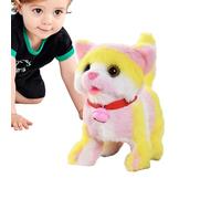 Chat en peluche électrique, jouets pour chats pour , chat réaliste animé avec batterie avec queue de bœuf, animal de marche électronique avec son de miaulement pour