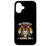 Chat en Train de Juger silencieusement l'humour Sarcastique pour Amoureux des Animaux Coque pour iPhone 16