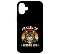 Chat en Train de Juger silencieusement l'humour Sarcastique pour Amoureux des Animaux Coque pour iPhone 16 Plus