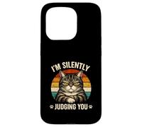 Chat en Train de Juger silencieusement l'humour Sarcastique pour Amoureux des Animaux Coque pour iPhone 15 Pro
