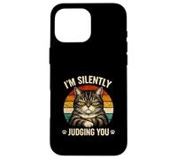 Chat en Train de Juger silencieusement l'humour Sarcastique pour Amoureux des Animaux Coque pour iPhone 16 Pro Max