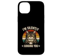 Chat en Train de Juger silencieusement l'humour Sarcastique pour Amoureux des Animaux Coque pour iPhone 14 Plus