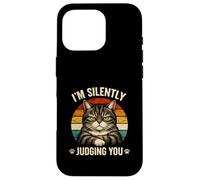 Chat en Train de Juger silencieusement l'humour Sarcastique pour Amoureux des Animaux Coque pour iPhone 16 Pro