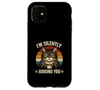 Chat en Train de Juger silencieusement l'humour Sarcastique pour Amoureux des Animaux Coque pour iPhone 11