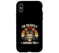 Chat en Train de Juger silencieusement l'humour Sarcastique pour Amoureux des Animaux Coque pour iPhone X/XS
