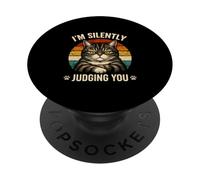 Chat en Train de Juger silencieusement l'humour Sarcastique pour Amoureux des Animaux PopSockets PopGrip Adhésif